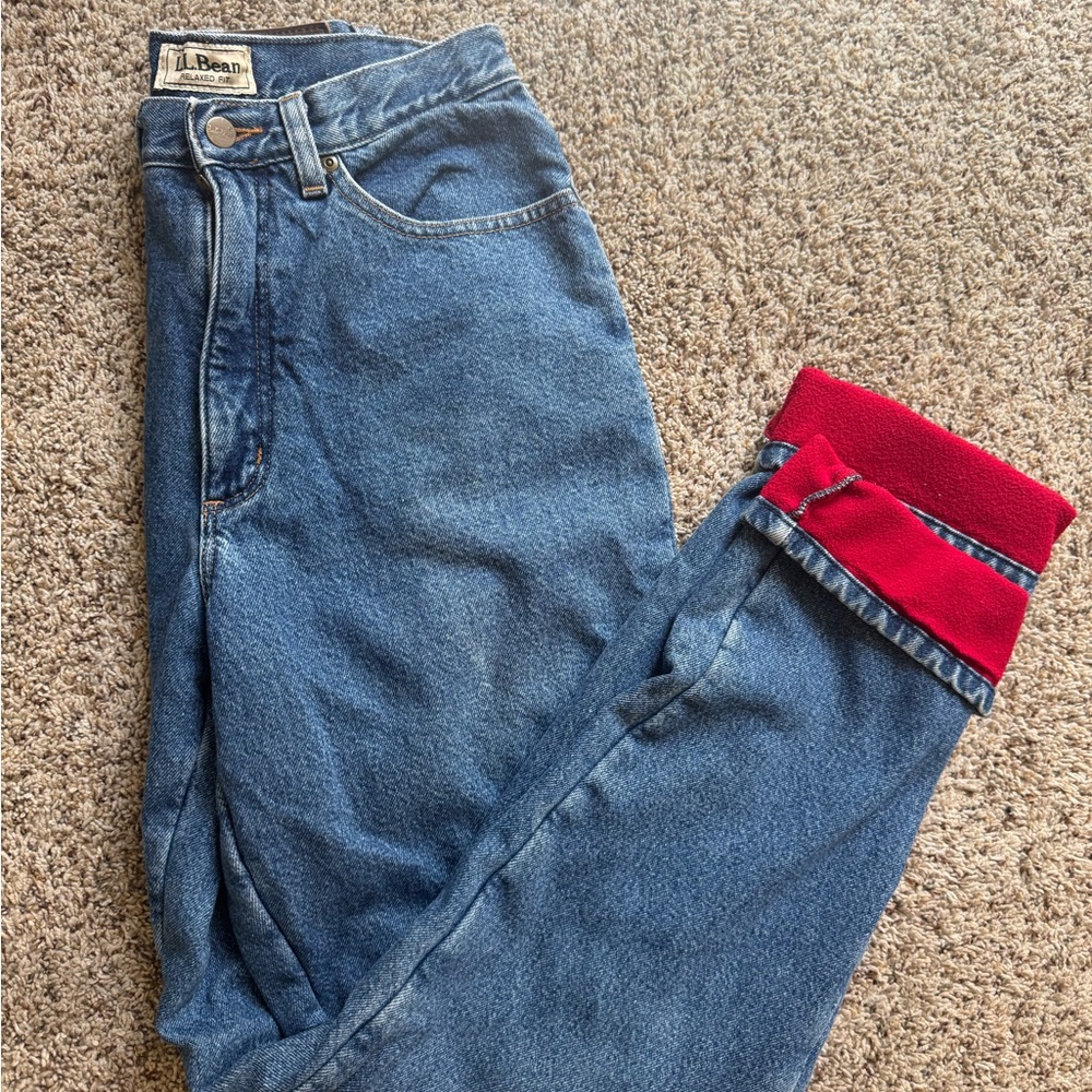 L.L. Bean Denim Jeans with Red Accents